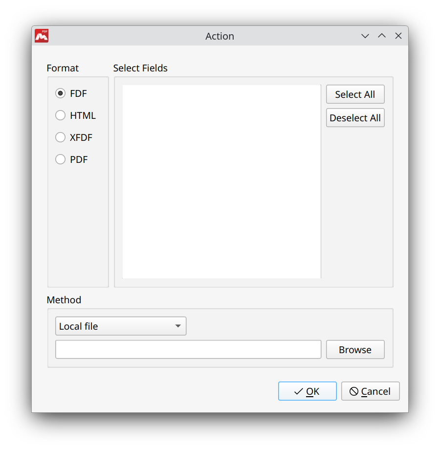 Editing a submit form action for bookmark in Master PDF Editor