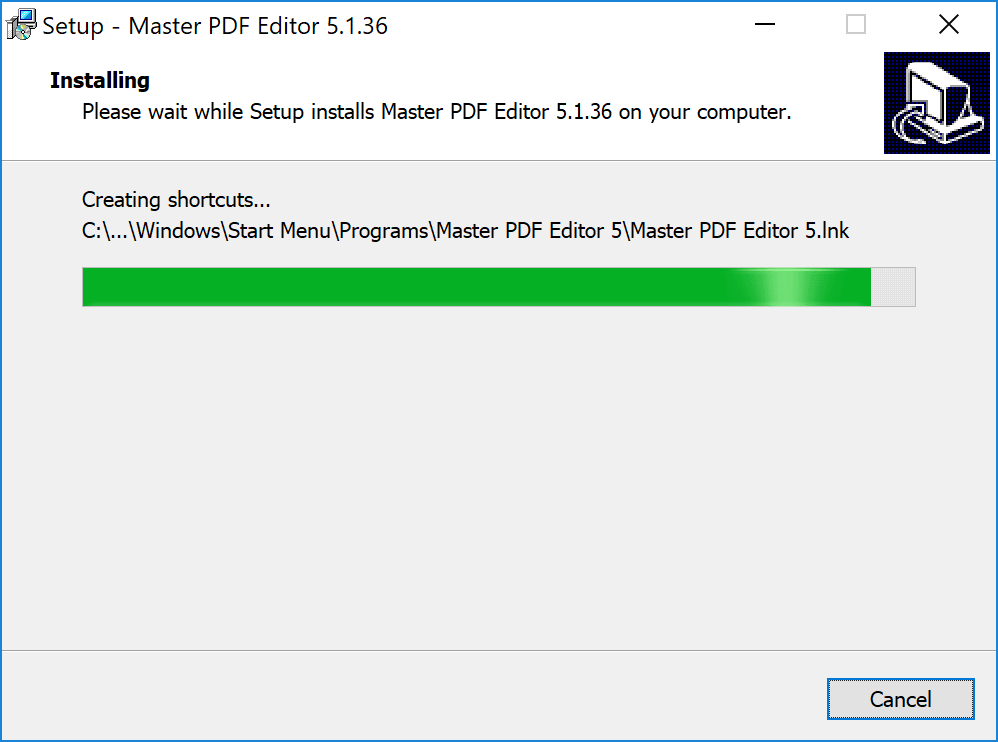 installation process Master PDF Editor in Windows
