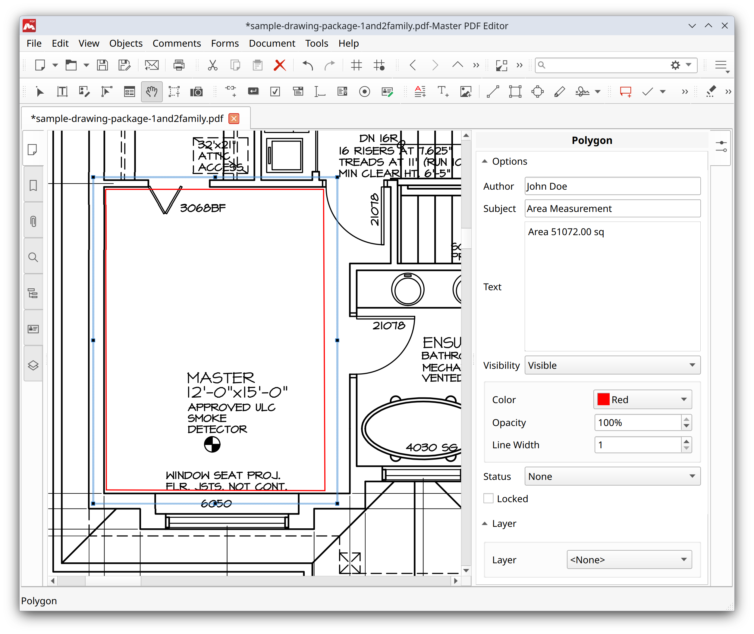 Using area tool in Master PDF Editor