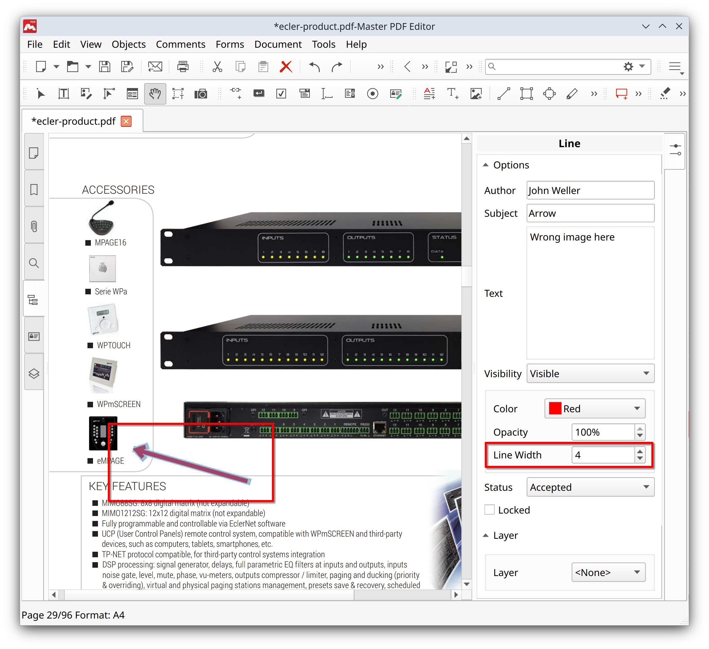 Change parameters of the drawing tools