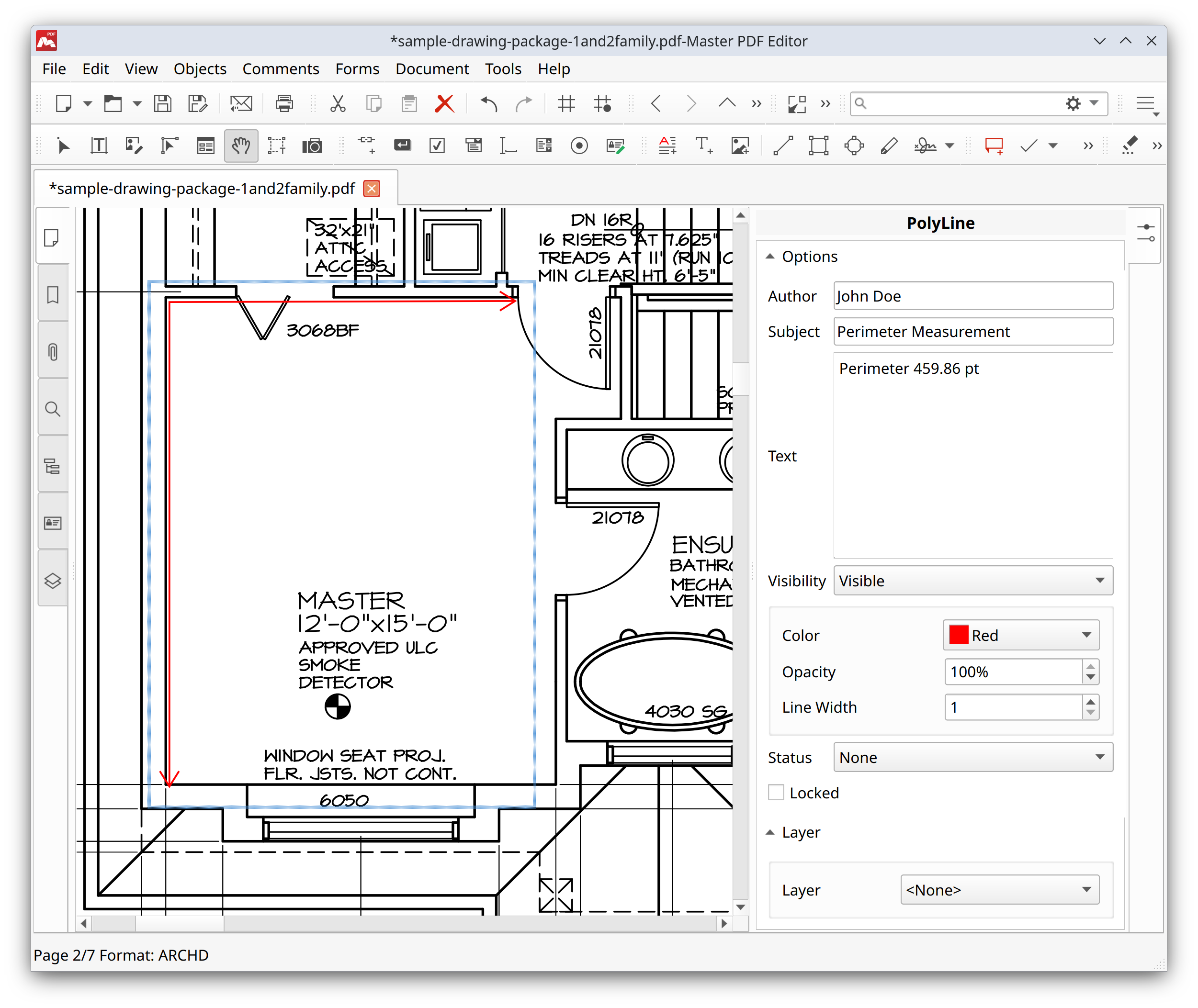 Using perimeter tool in Master PDF Editor