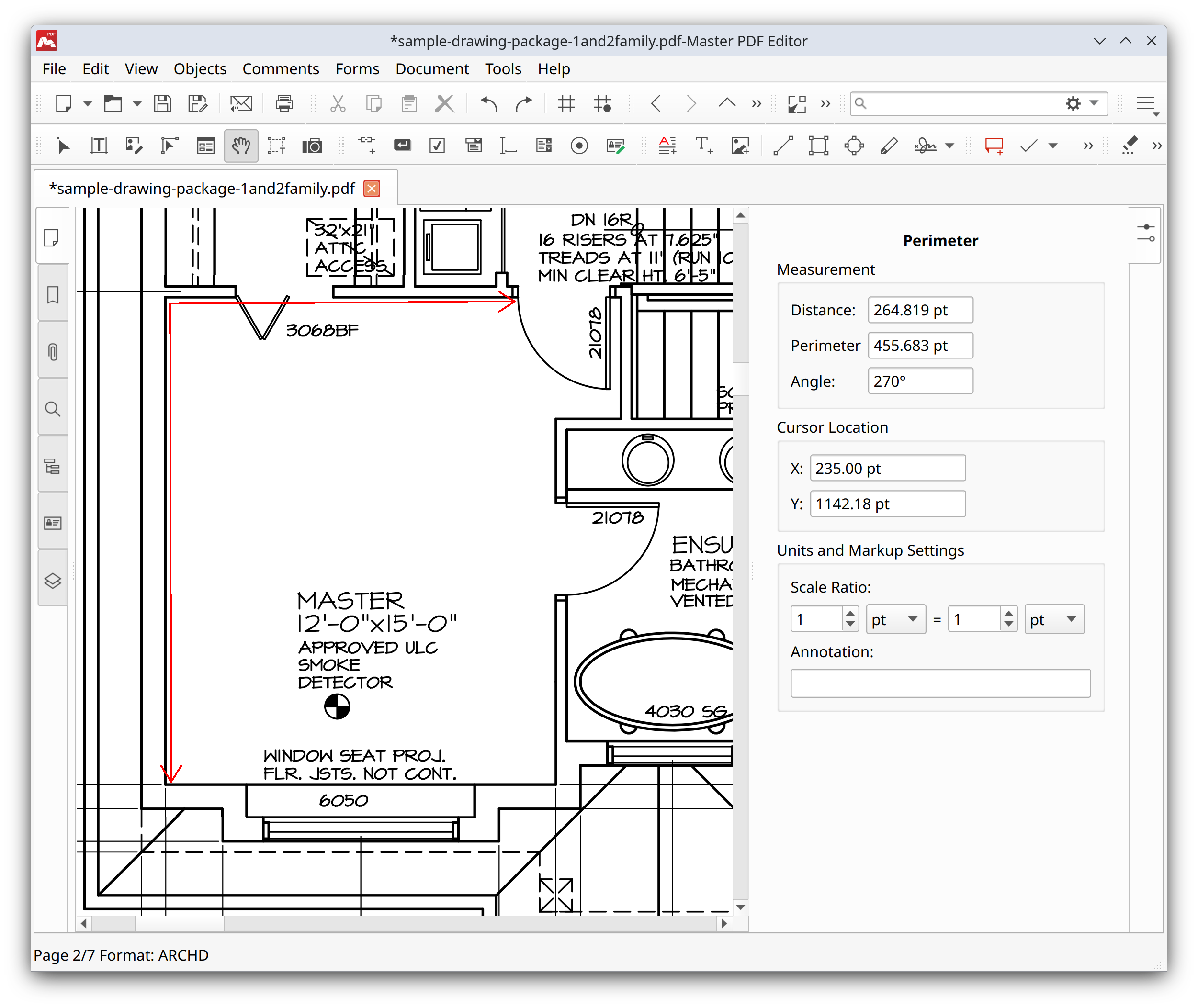 Using perimeter tool in Master PDF Editor
