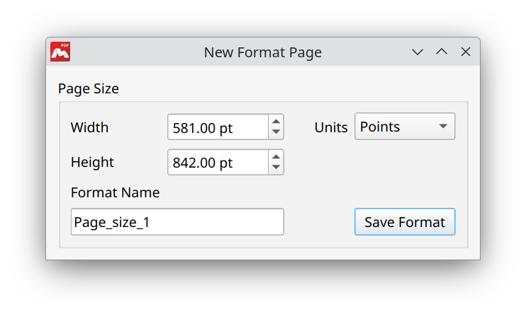 Create a preset for a custom page size in Master PDF Editor