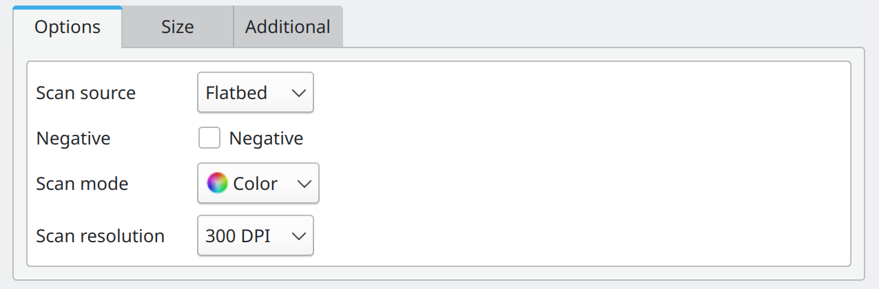 Optional scan settings