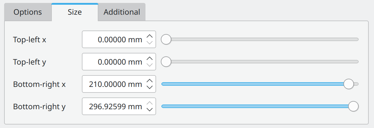 Scan size adjustment