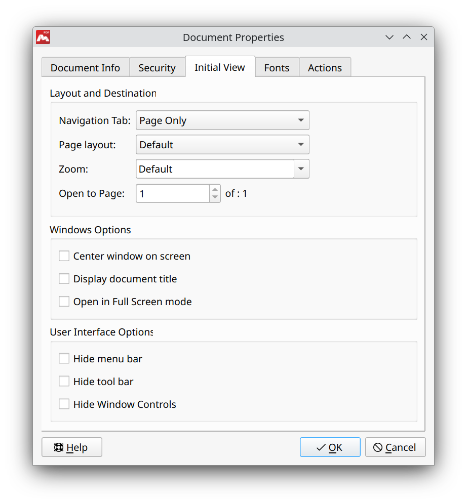 Changing view mode via document properties in Master PDF Editor