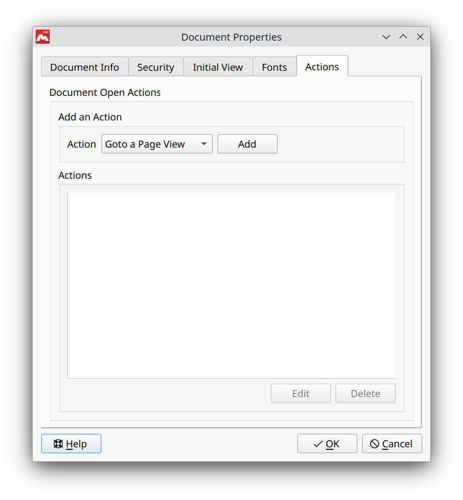 Adding actions to the document in Master PDF Editor