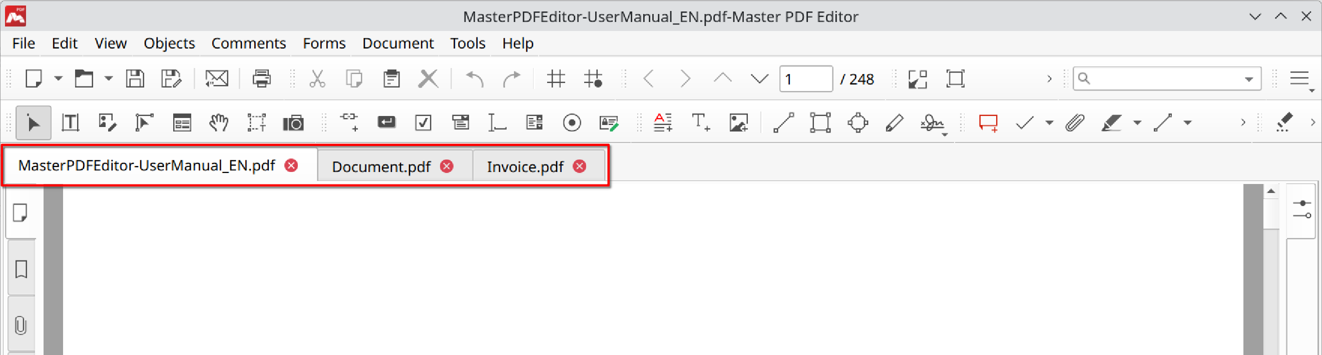 Document Tab in Master PDF Editor