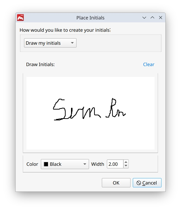 Drawing initials in Master PDF Editor