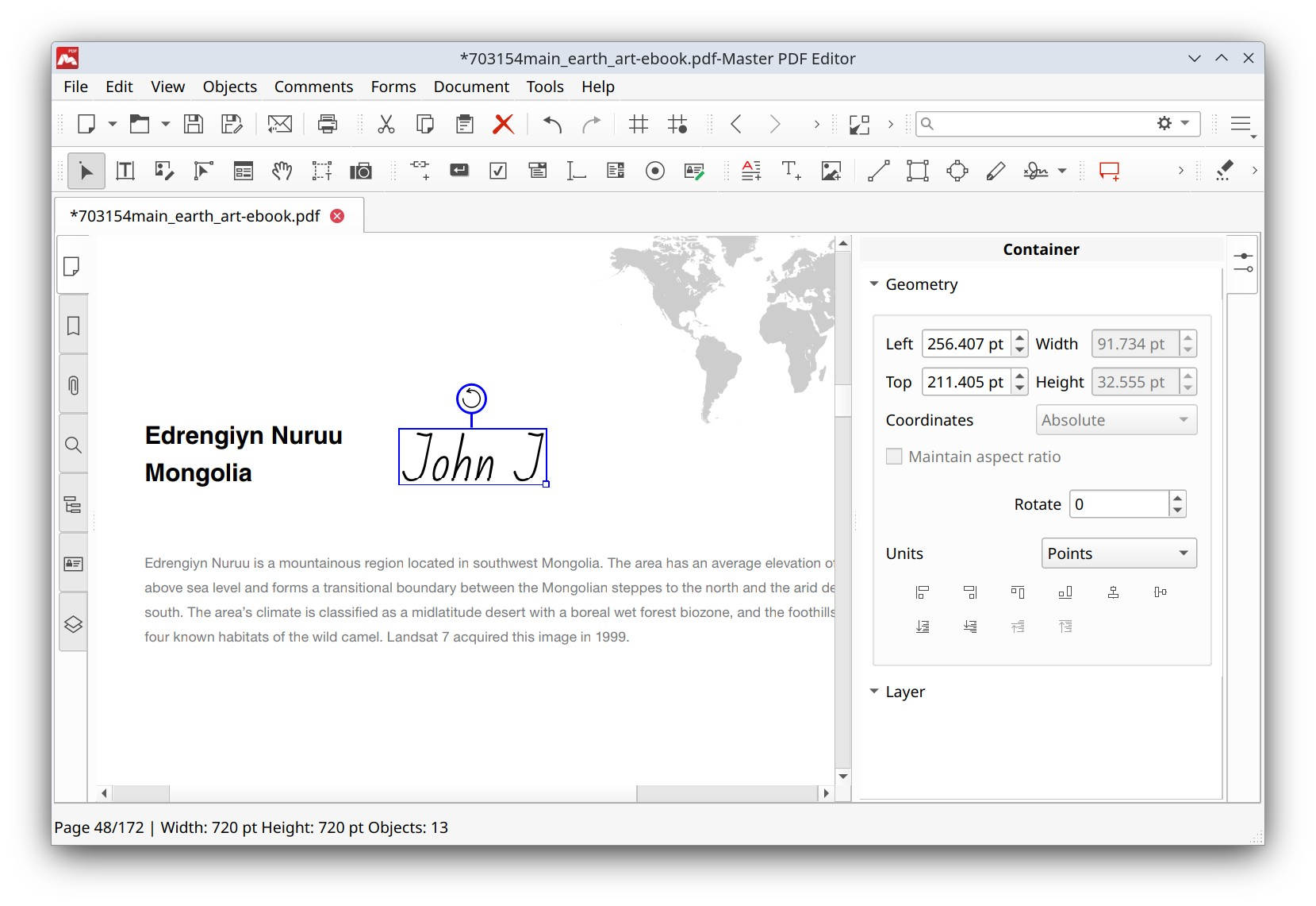 Placing initials in PDFs in Master PDF Editor