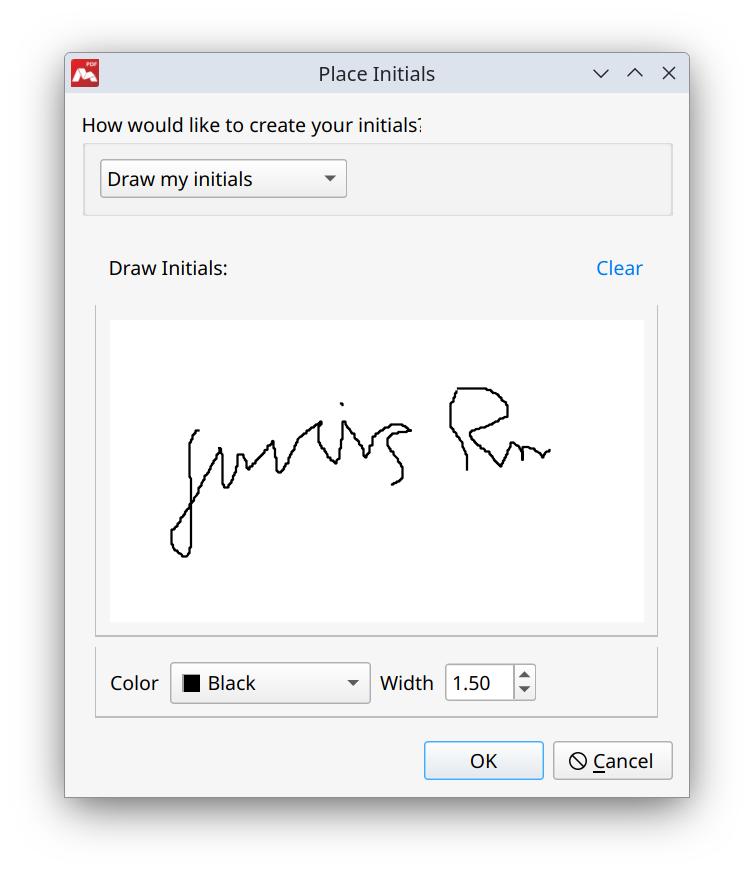 Drawing initials in Master PDF Editor