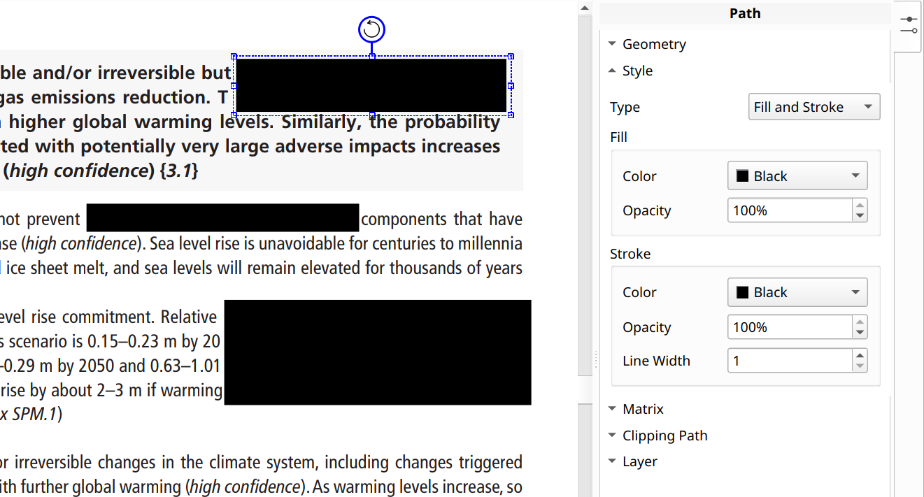 adjust settings of each redaction area in Master PDF Editor