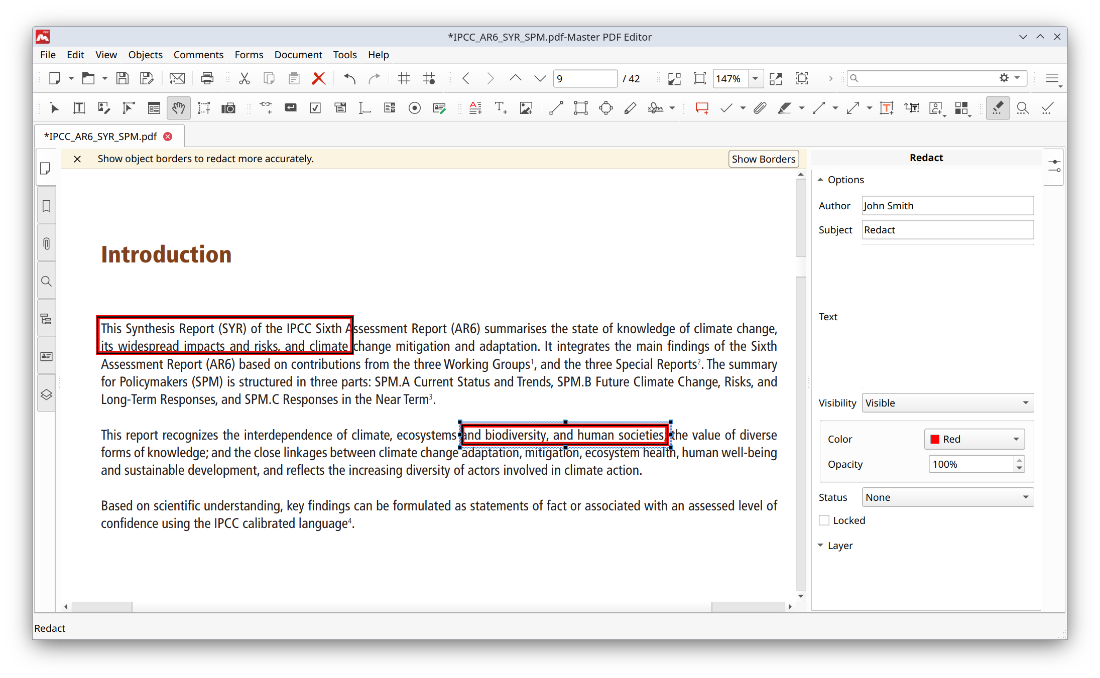 Redacting PDF Document in Master PDF Editor
