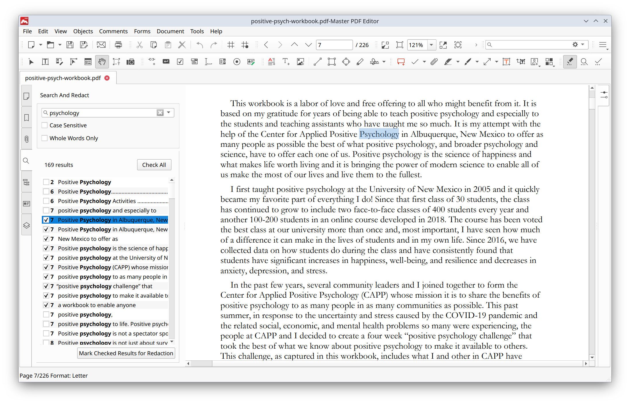 Redacting PDF by Certain Keywords in Master PDF Editor