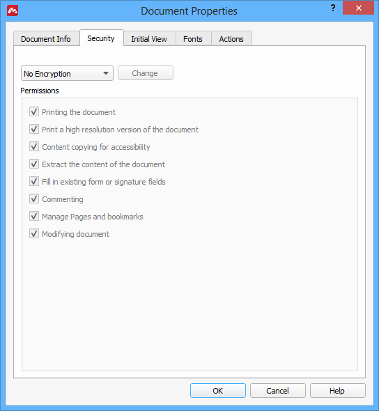 Document Properties Securing 