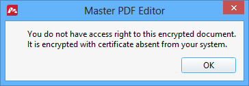 No access to encrypted document in Master PDF Editor