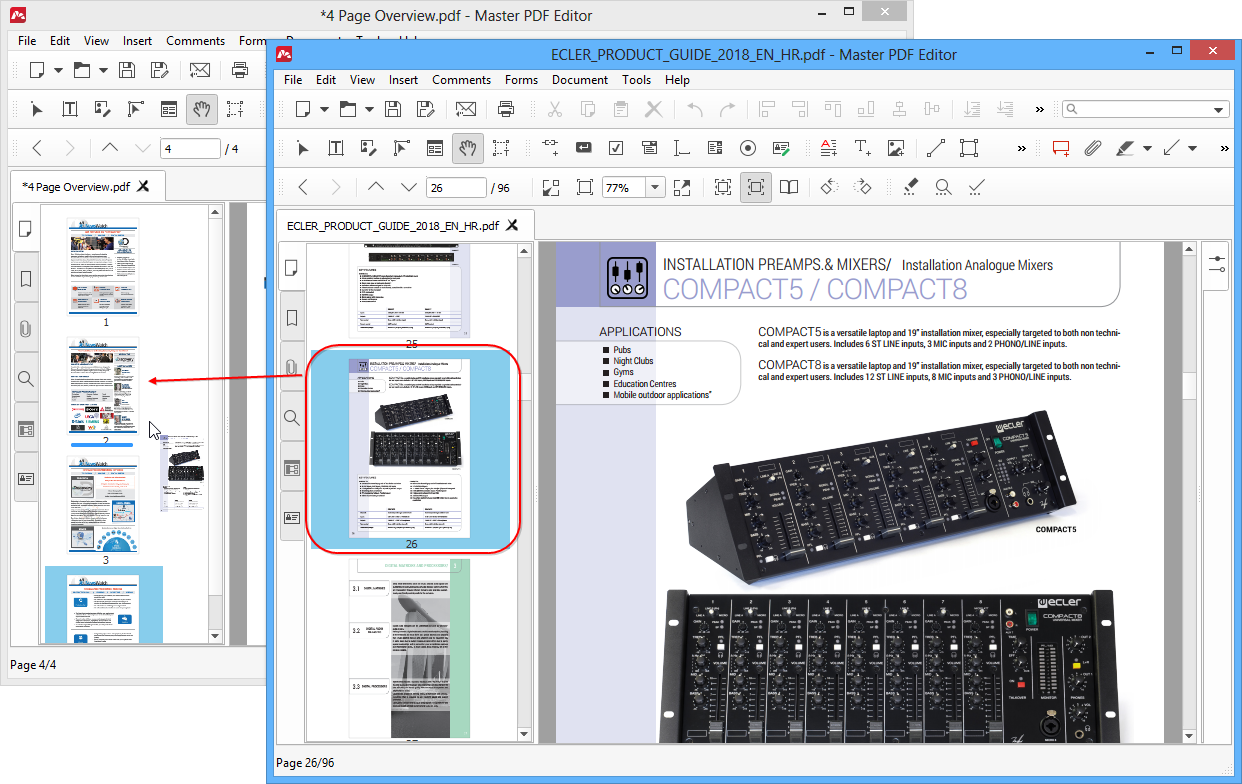 Moving pages between PDF documents