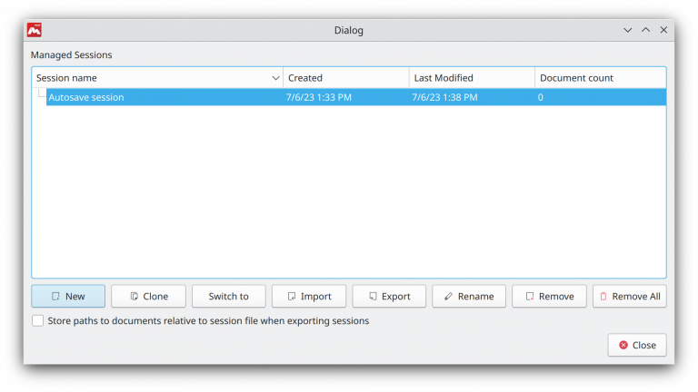 Single Document Session Save session