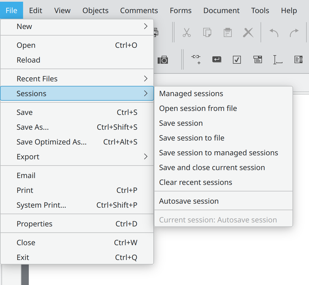 Manage sessions in Master PDF Editor