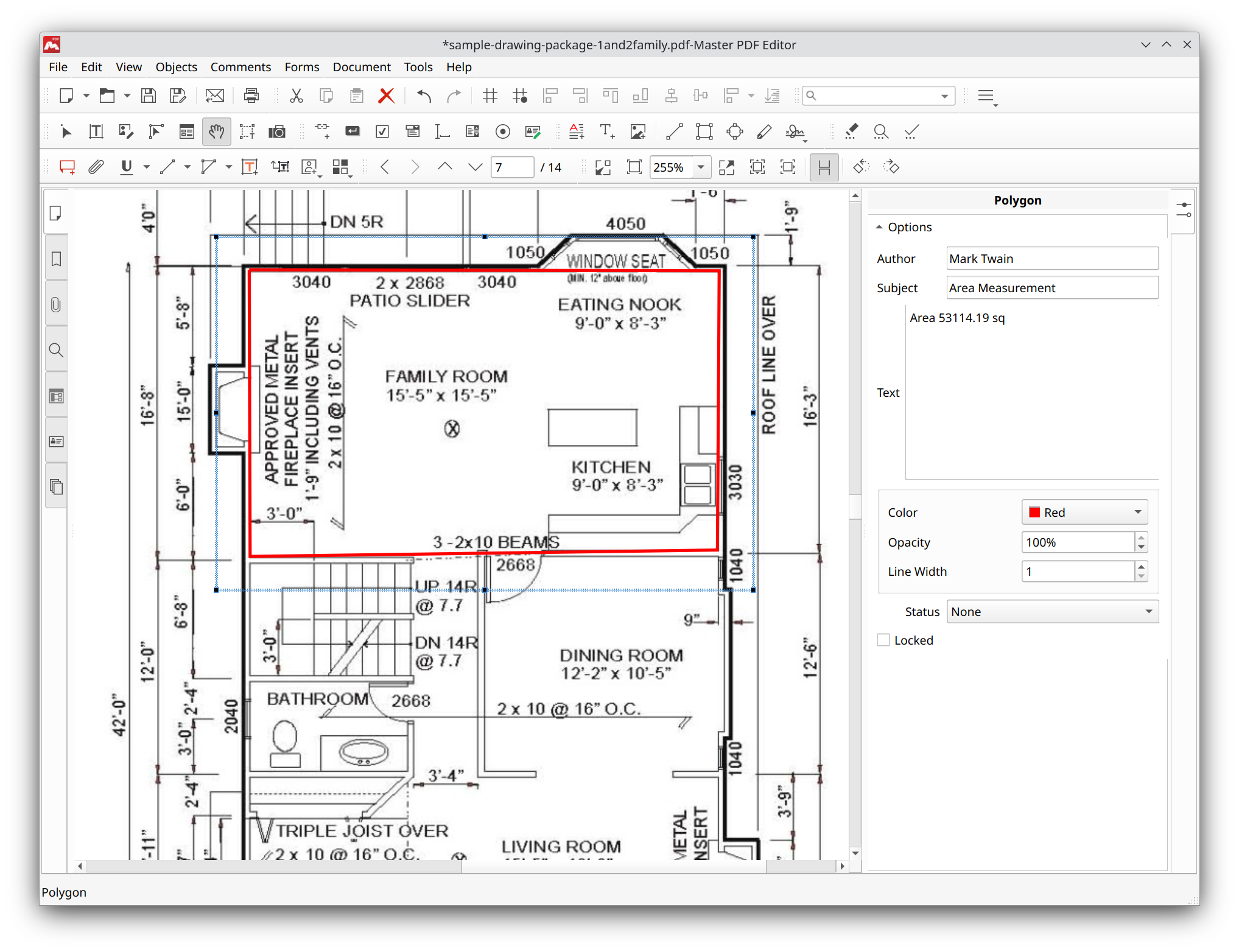 Using area tool in Master PDF Editor