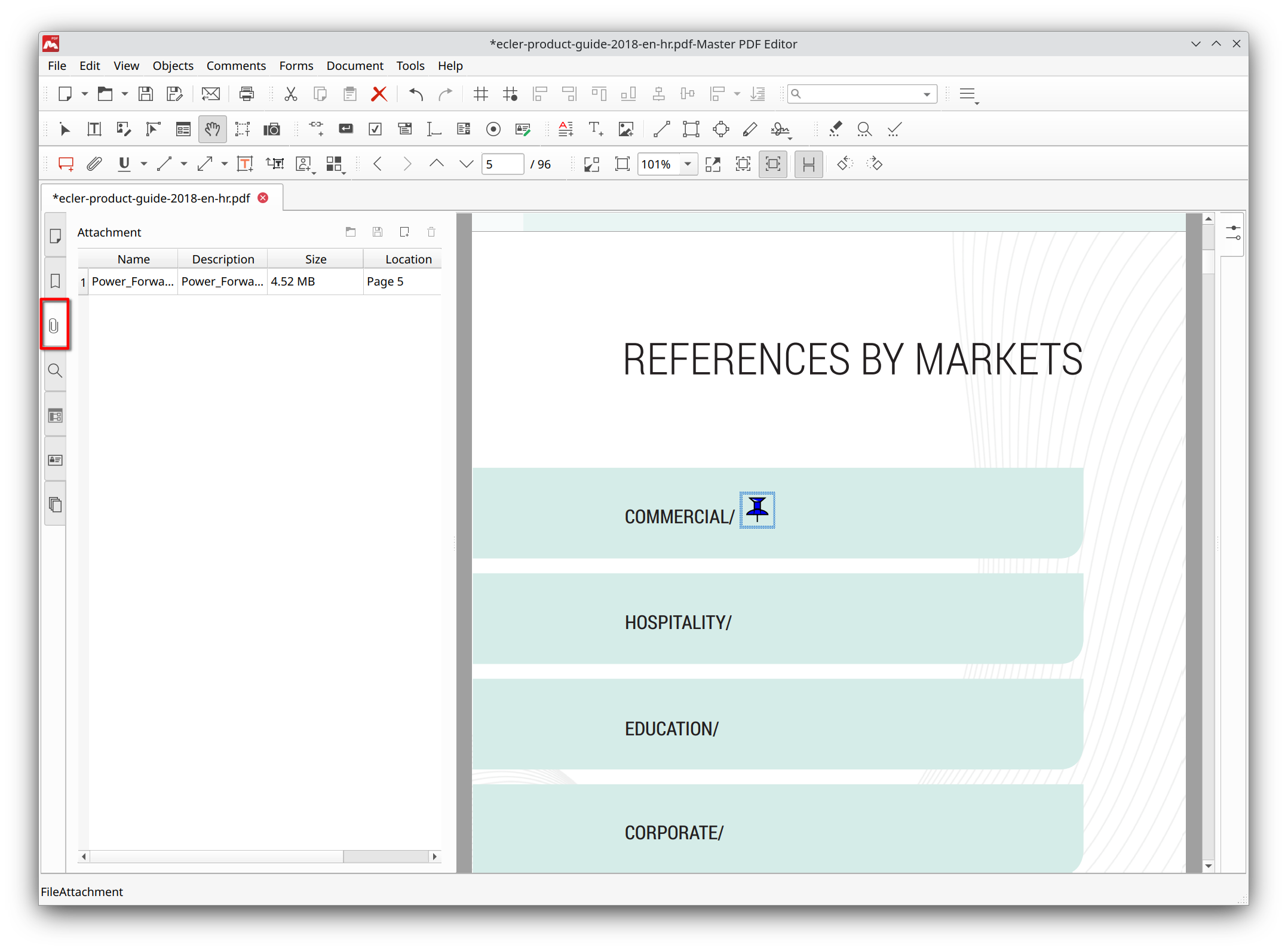 Attachment section in Master PDF Editor