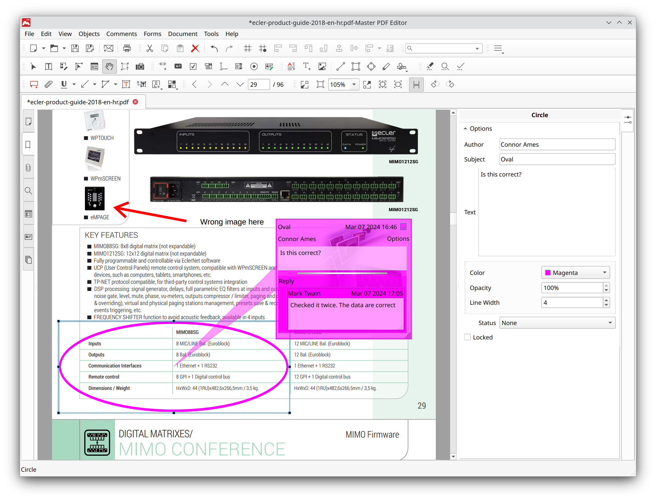 Commenting of the drawing tool in Master PDF Editor 