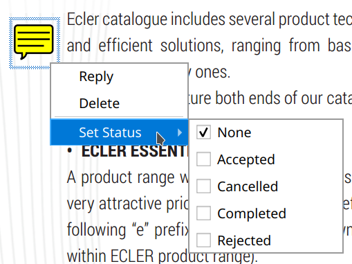 Change status of a sticky note in Master PDF Editor
