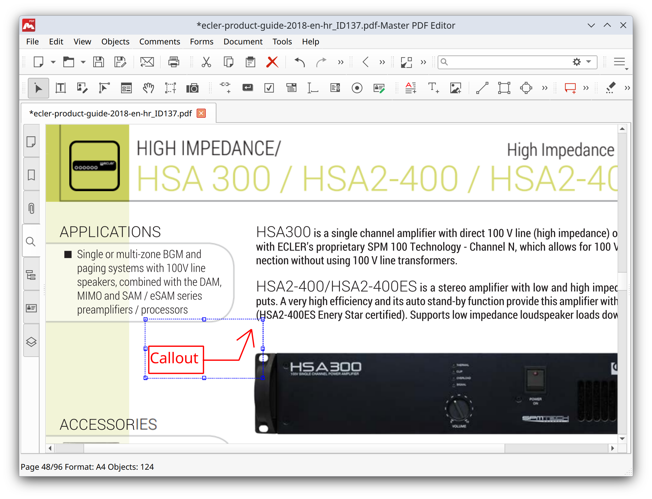 Using callout in Master PDF Editor
