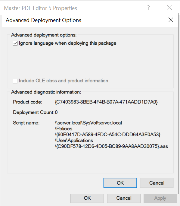 Group Policy Management advanced settings
