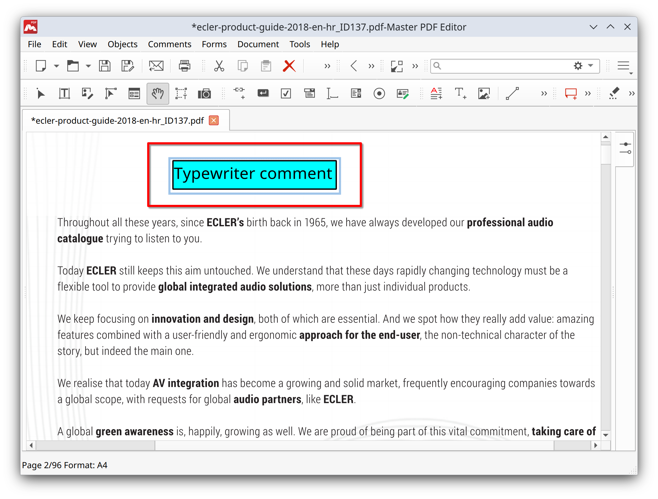 Typewriter in Master PDF Editor