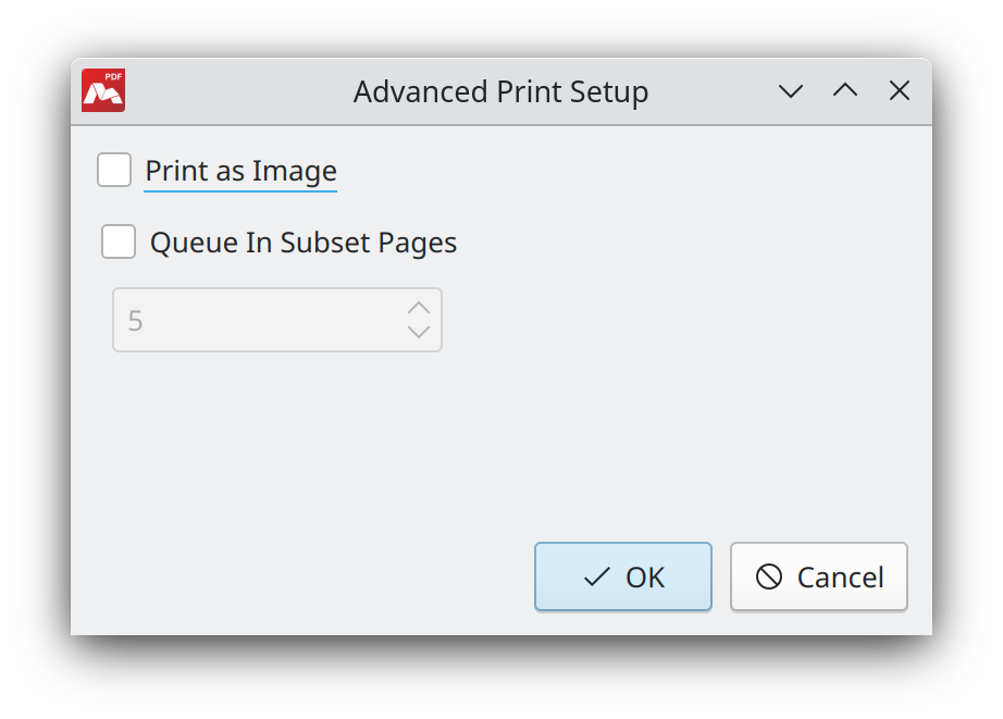 Advanced Print Setup window in Master PDF Editor