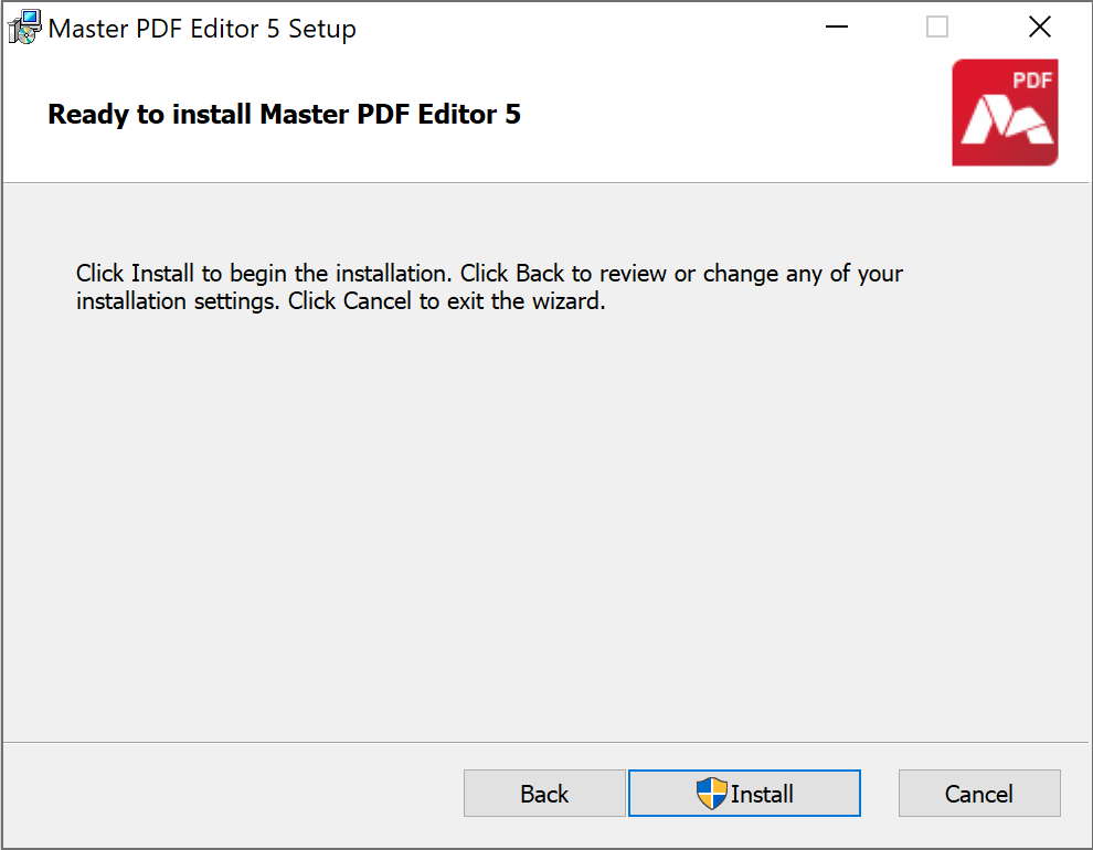 Master PDF Editor 5 installation window