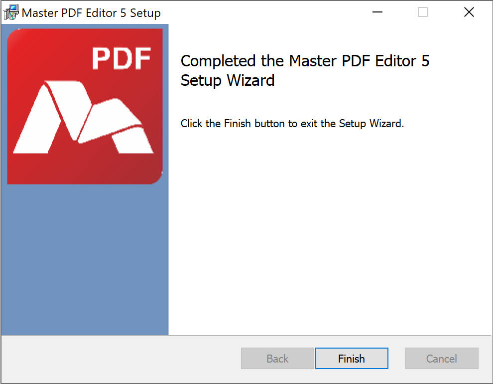 Completing installation of Master PDF Editor