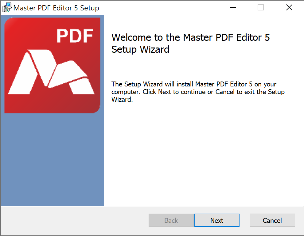 Master PDF Editor 5 Setup window
