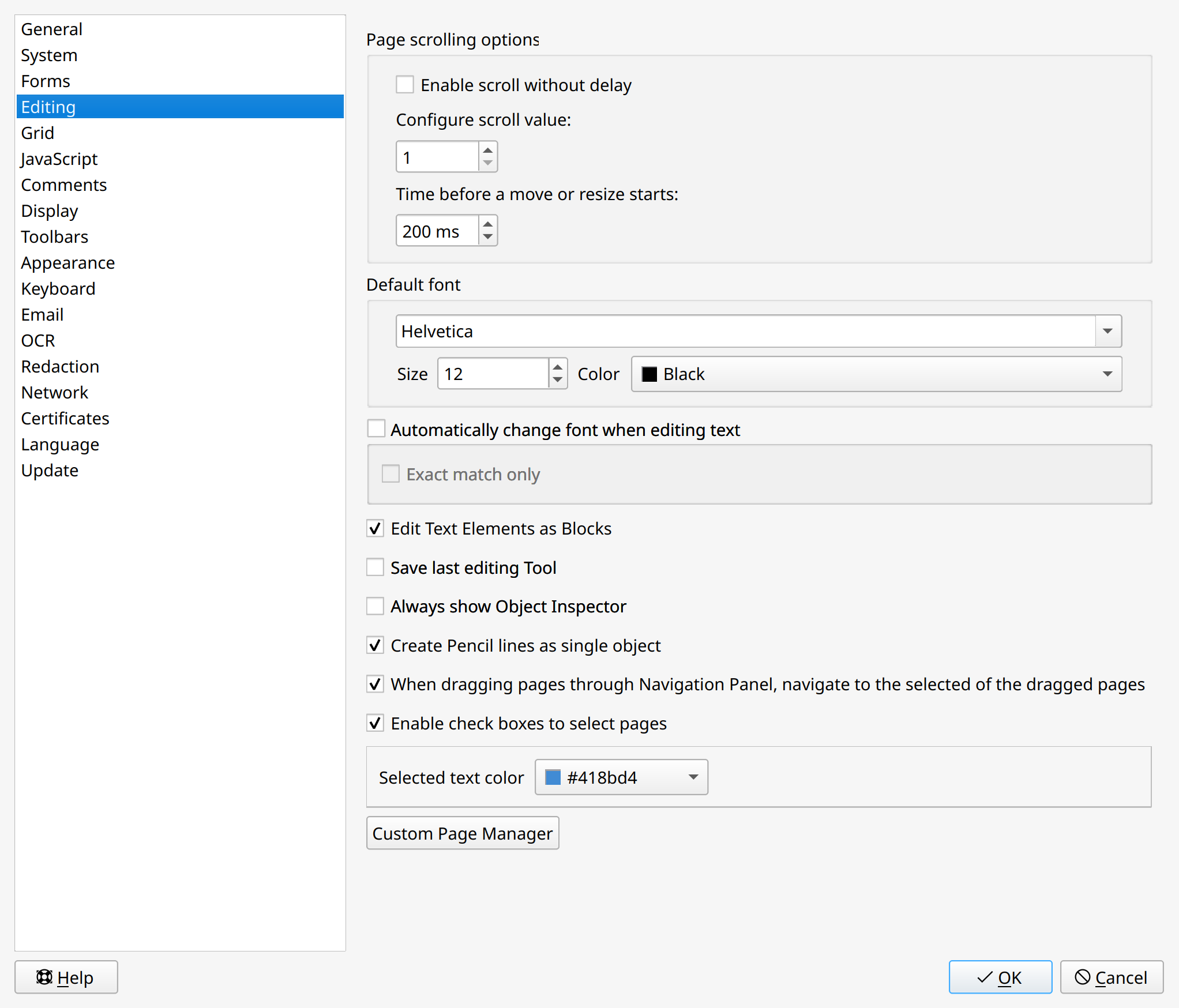 editing preferences