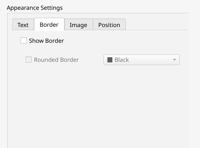 Border tab for configuring signature border settings