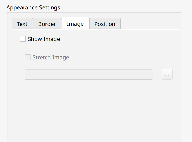Image tab for configuring signature image settings