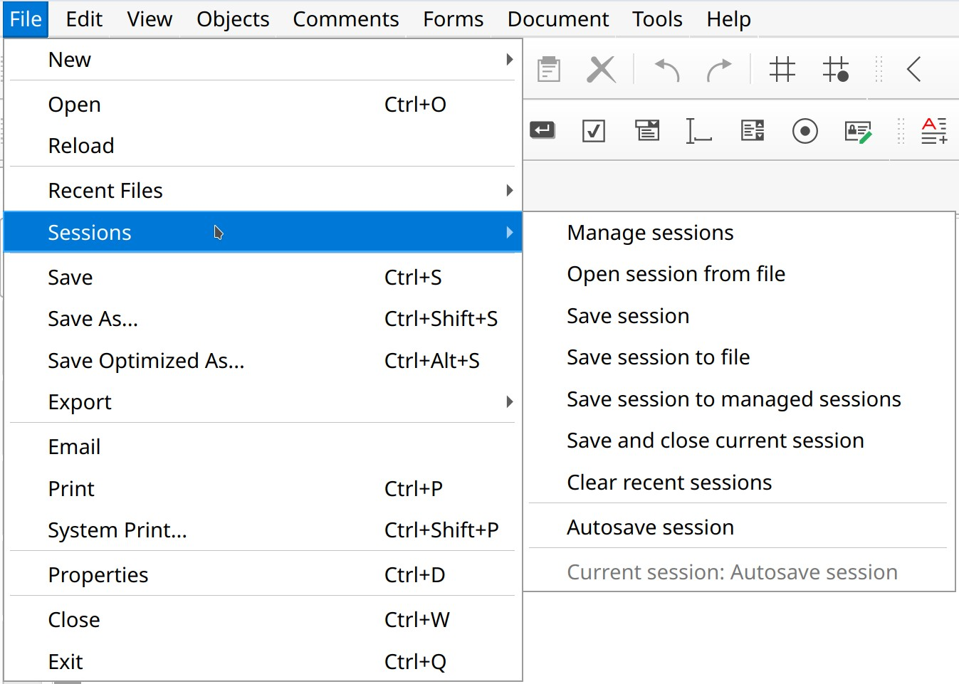 Manage sessions in Master PDF Editor