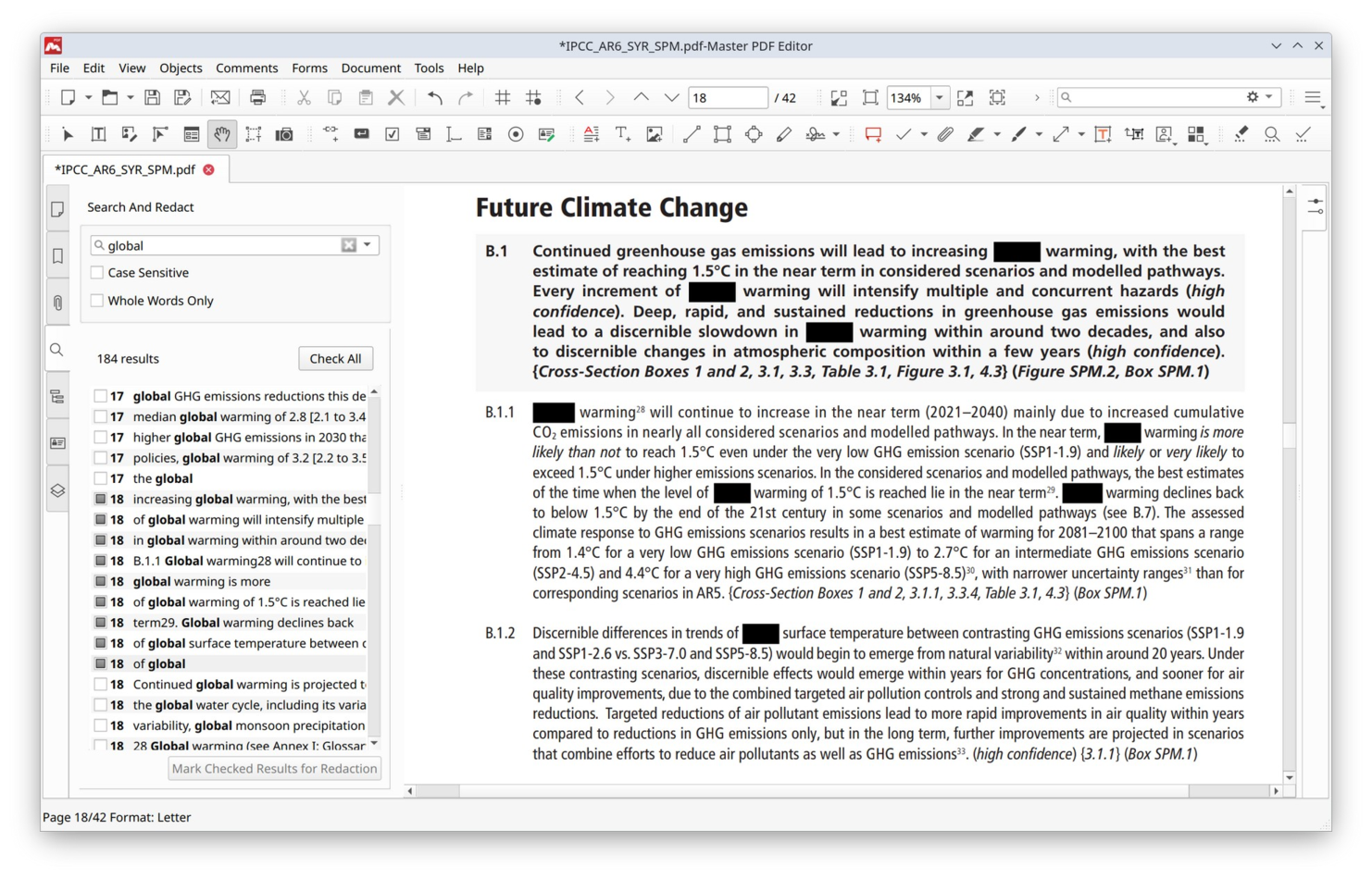 Apply Redactions in Master PDF Editor
