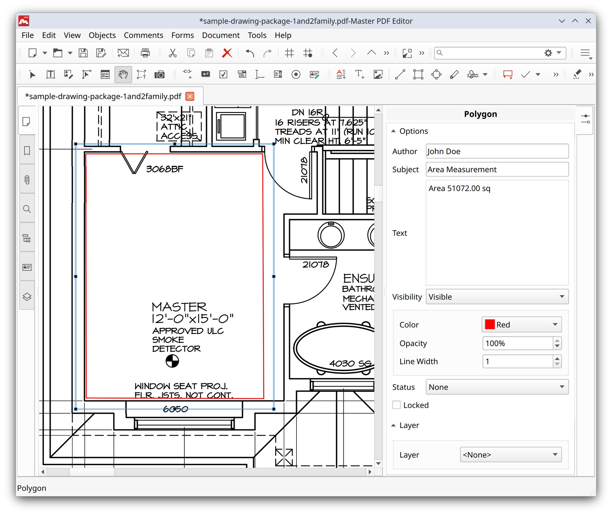 Using area tool in Master PDF Editor
