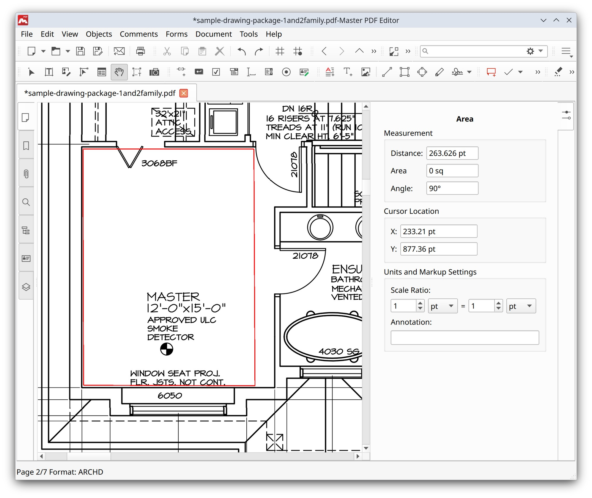 Using area tool in Master PDF Editor