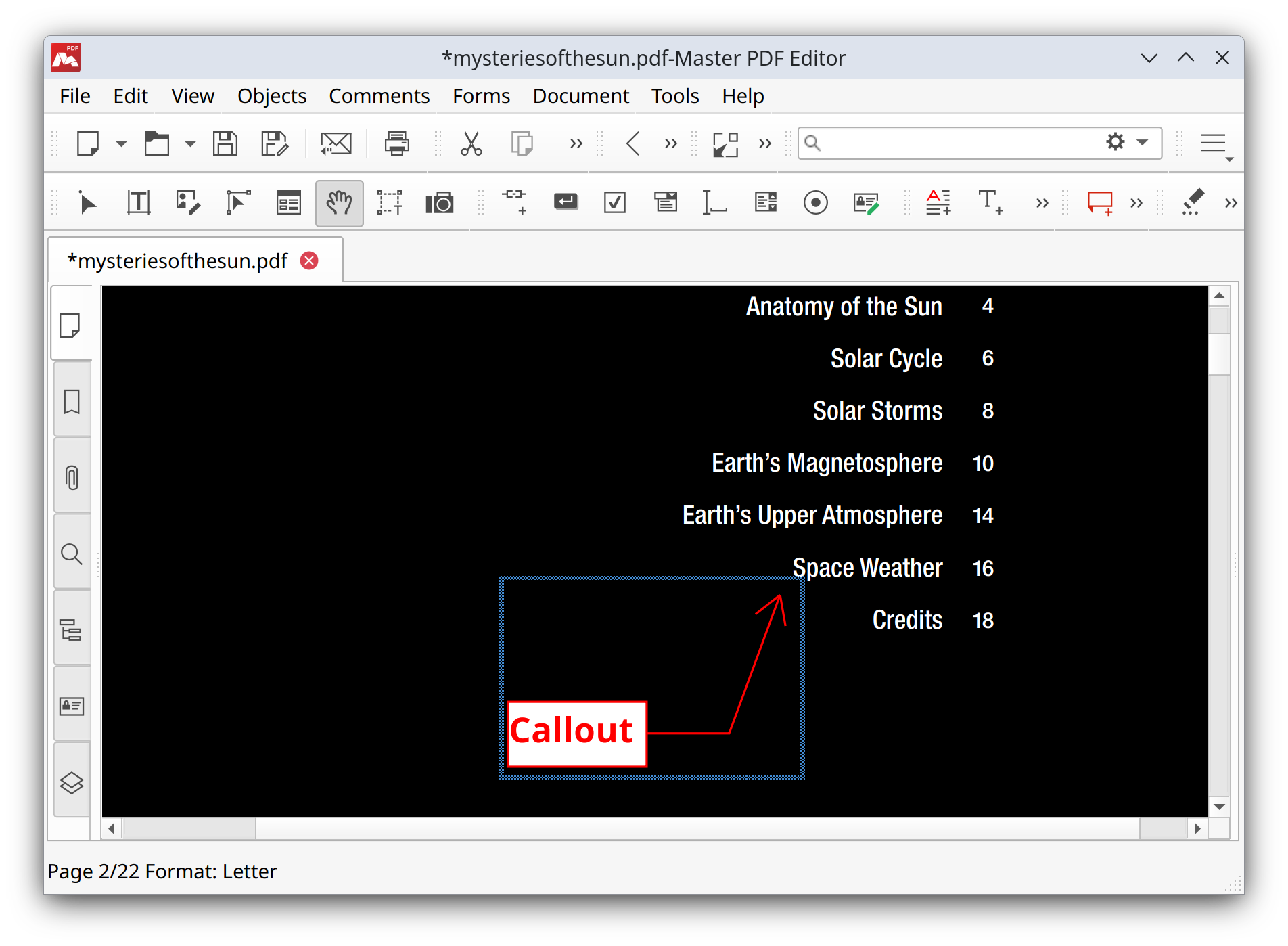 Using callout in Master PDF Editor