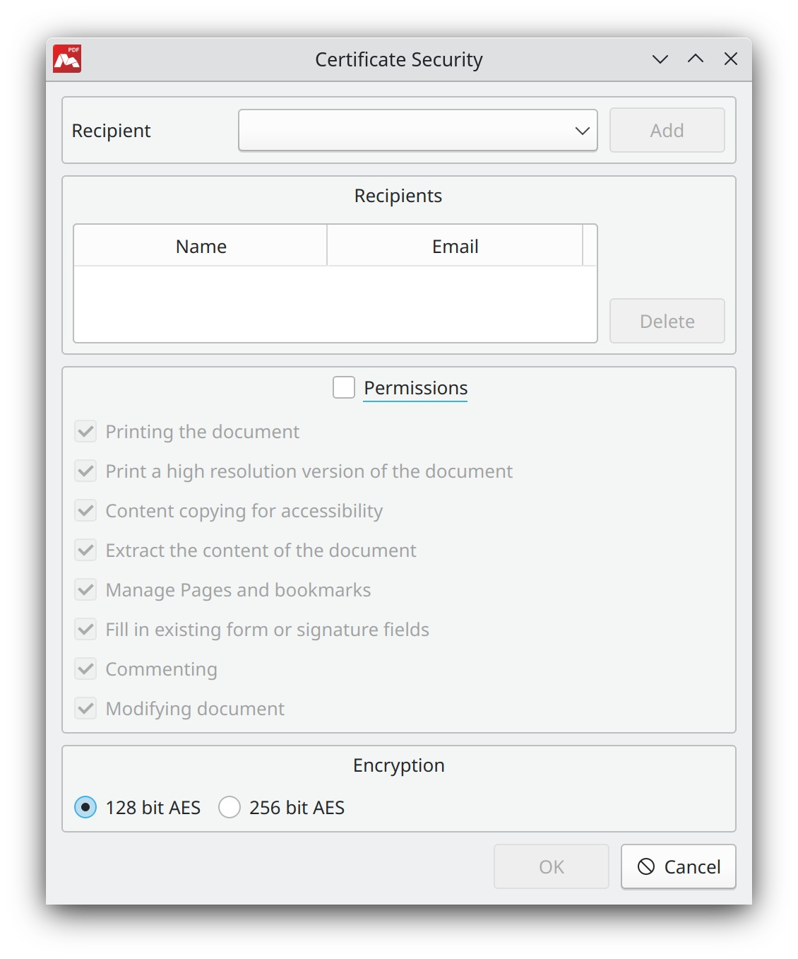 Encrypting PDFs with a Certificate
