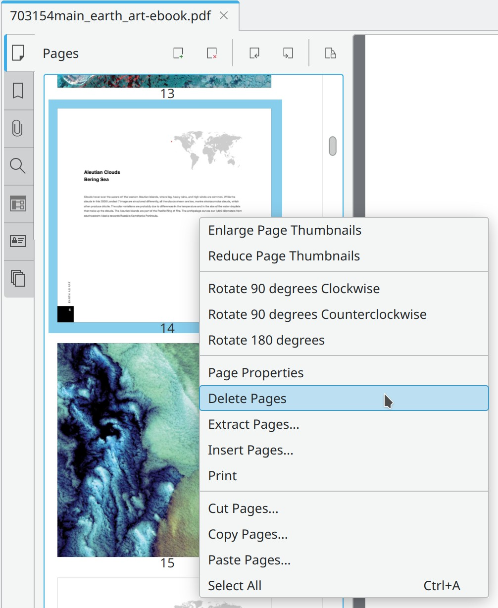 Remove pages using Thumbnails