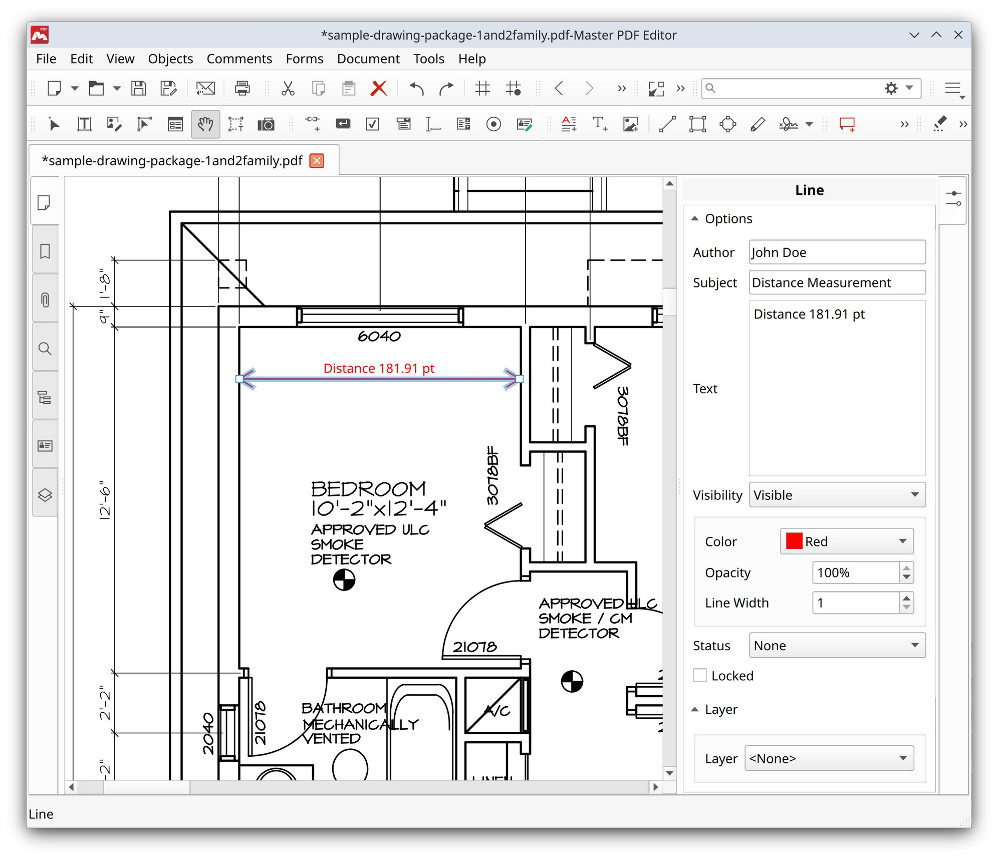 Distance options in Master PDF Editor
