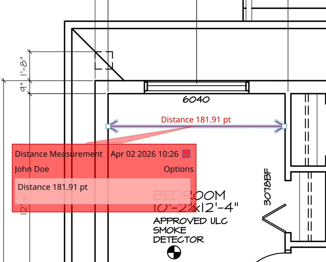 Tooltip for distance measurement tool in Master PDF Editor