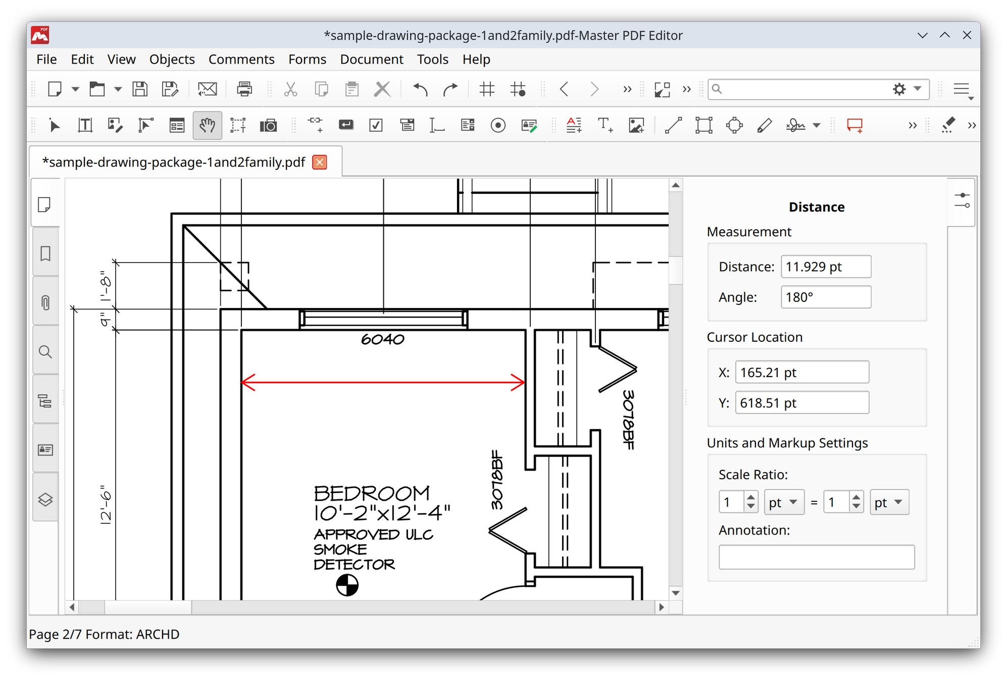 Distance measurement tool in Master PDF Editor