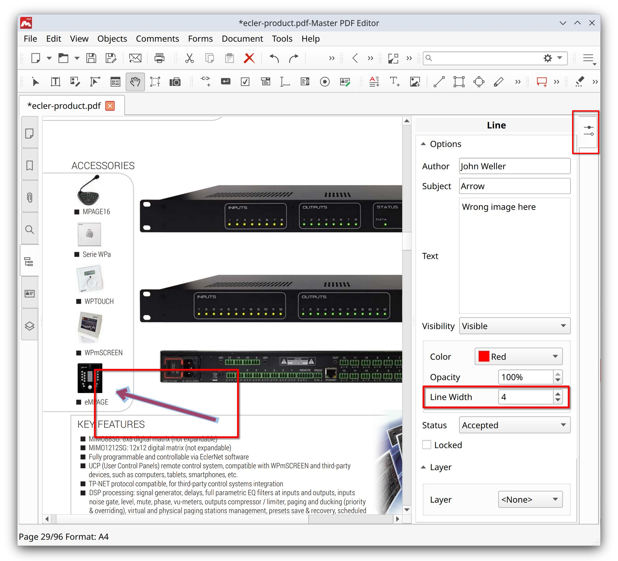 Change parameters of the drawing tools