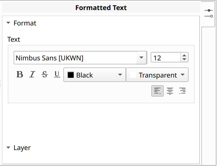 Formatted Text section in Object Inspector