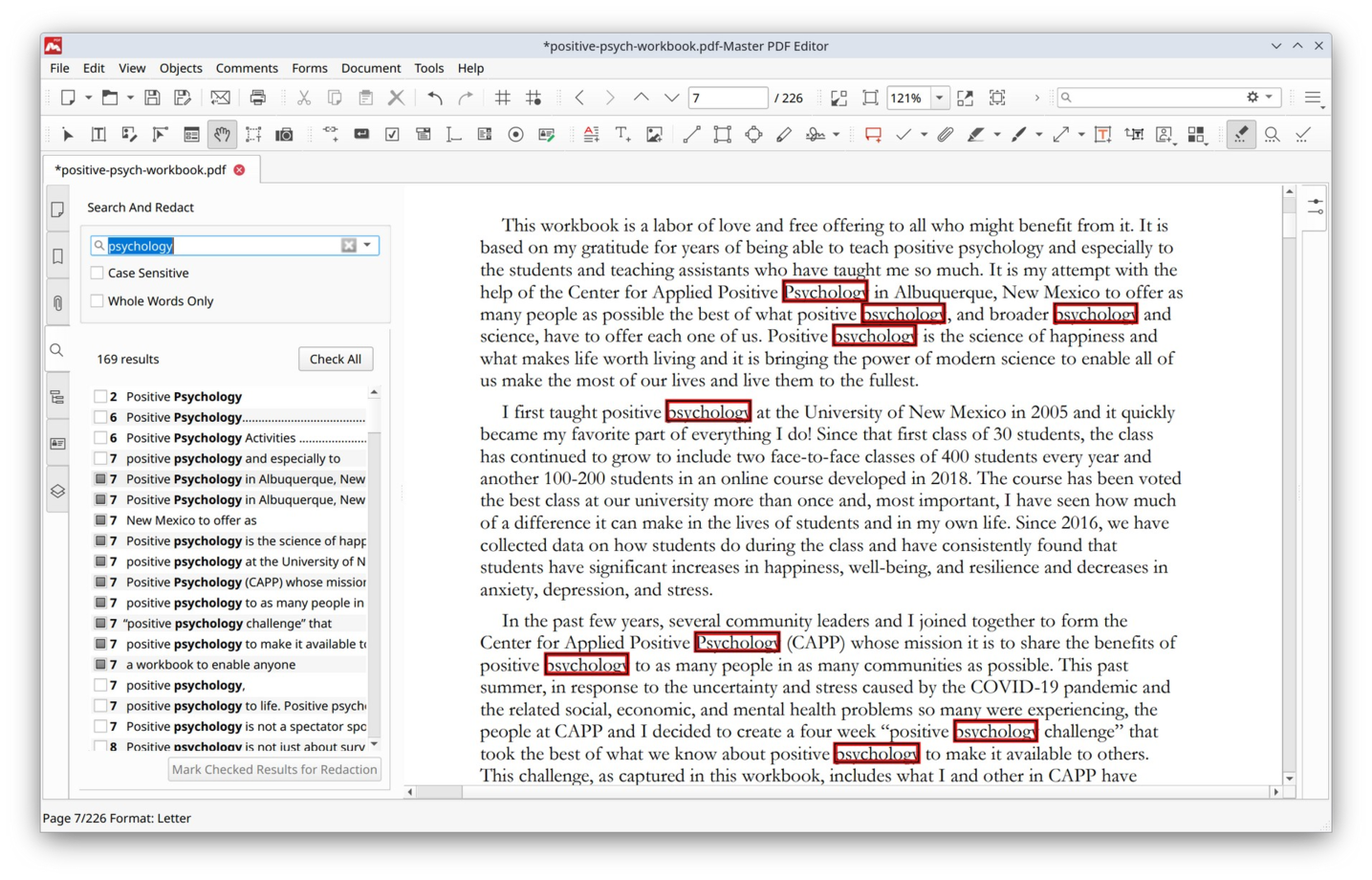 Mark Checked Results for Redaction